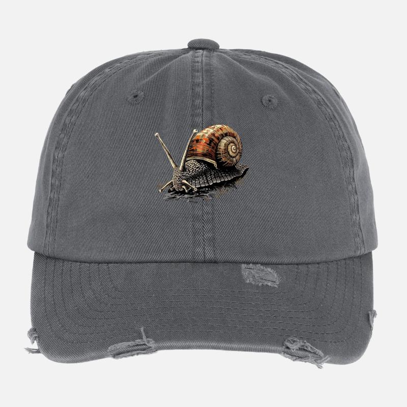 Snail Vineyard Snail Shell Snails Flexfit Vintage Destroyed Cap