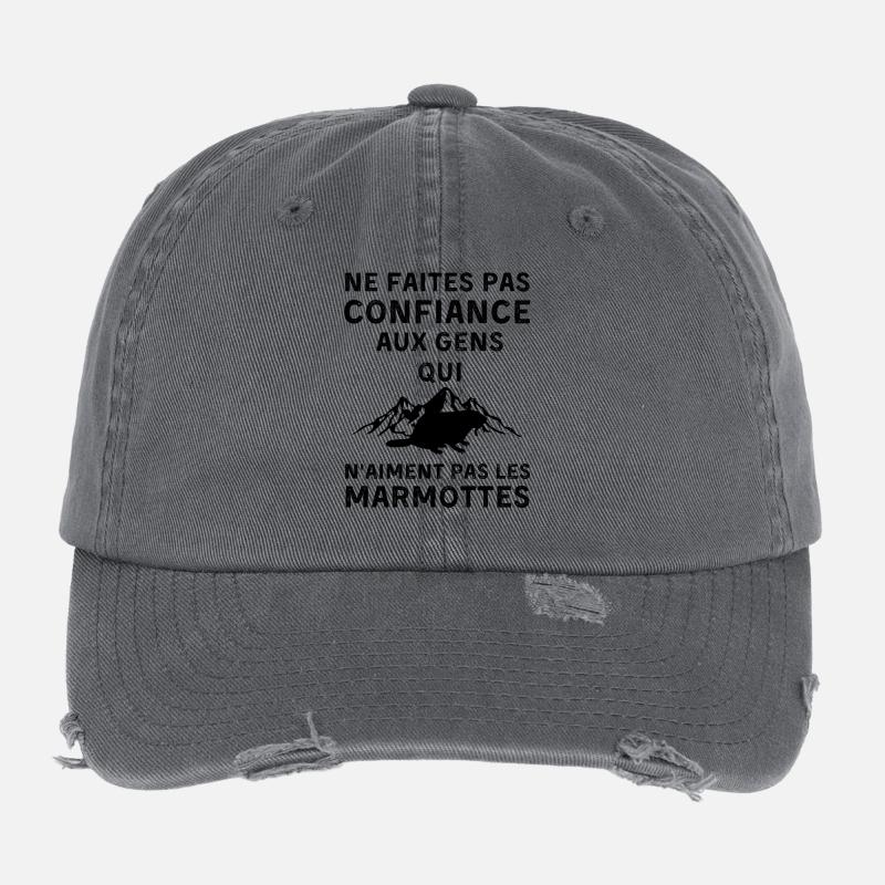 Ne faites confiance qui n aiment pas les marmottes Casquette vintage effet usé Flexfit