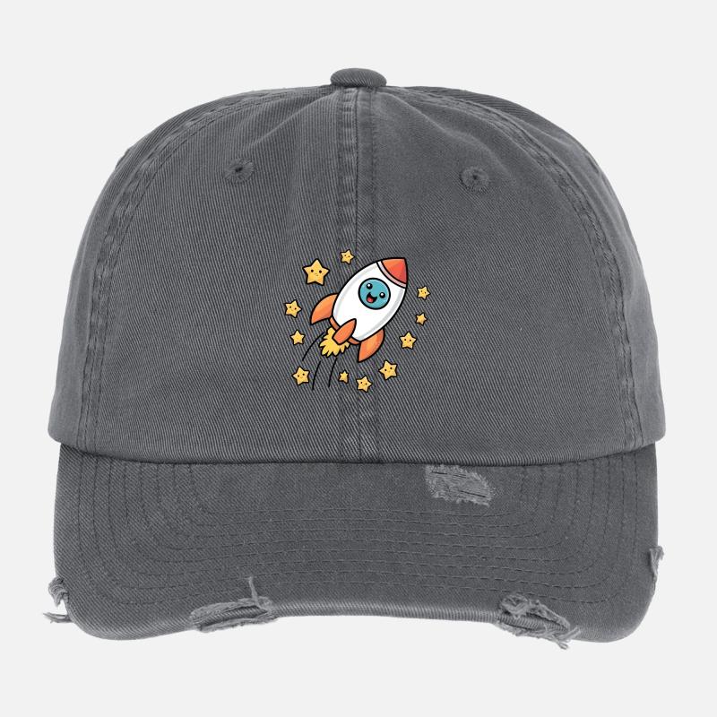 Fusée drôle pour enfants Casquette vintage effet usé Flexfit