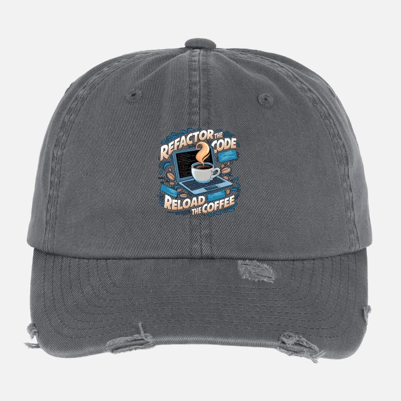 Aus Kaffee Code generieren Programmierer Flexfit Vintage Destroyed Cap
