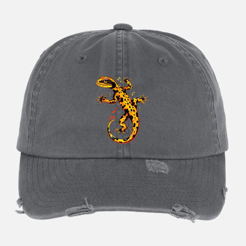 Salamander Molch Schwanzlurch Feuersalamander Flexfit Vintage Destroyed Cap