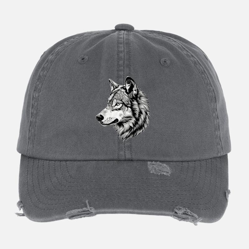 Loup Motif Loups Wolf Pack Gris Wolfhound Wolf Casquette vintage effet usé Flexfit
