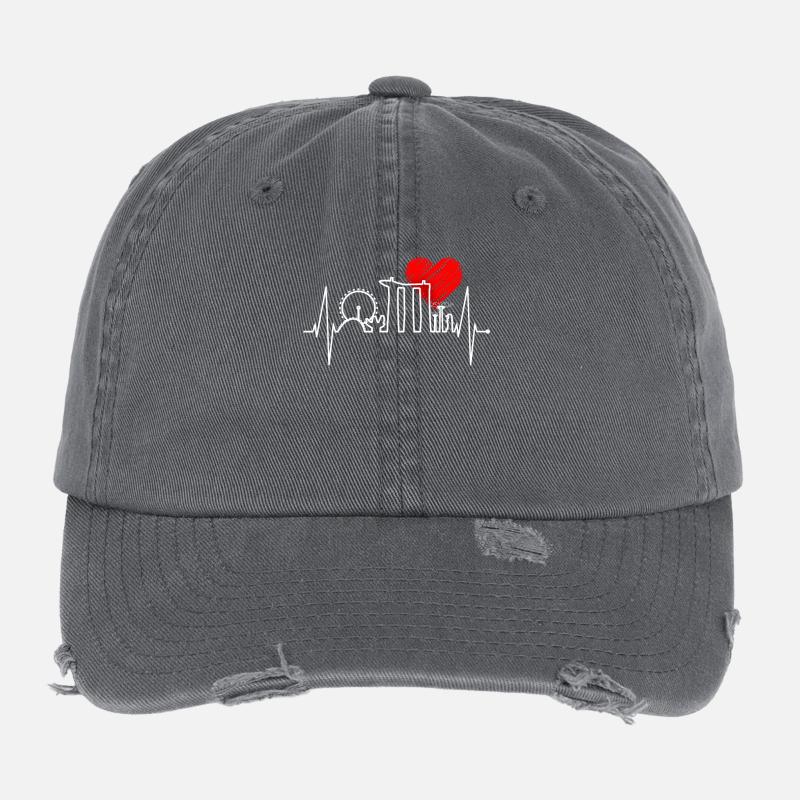 Singapur Skyline Herzschlag Asien Liebe Geschenk Flexfit Vintage Destroyed Cap
