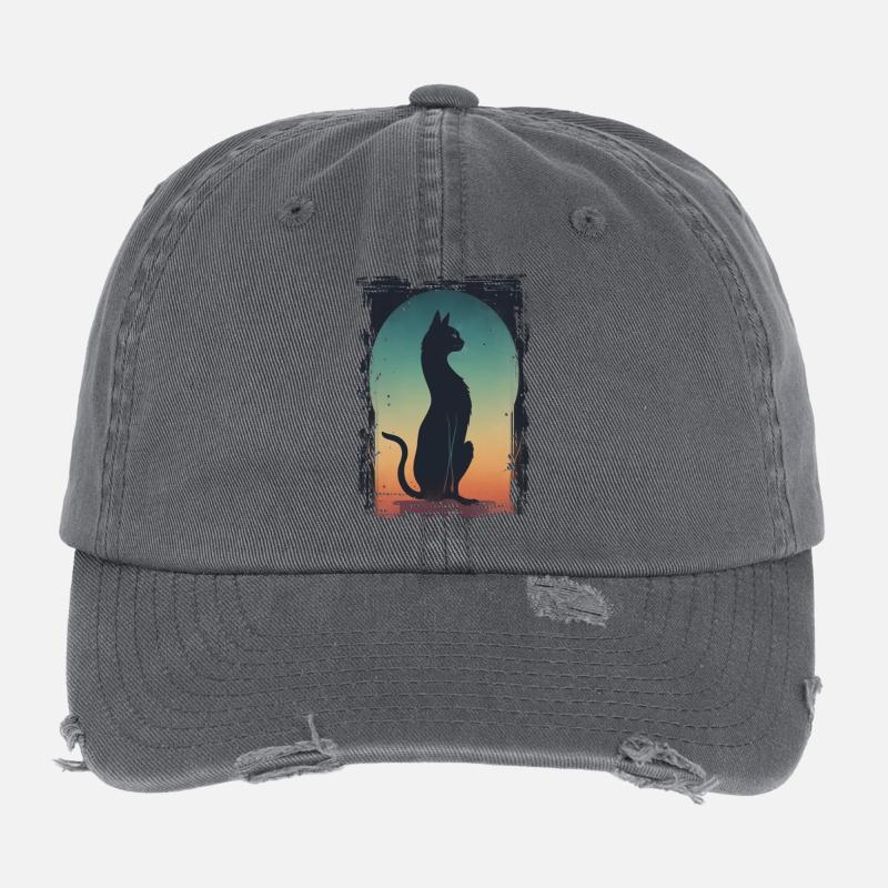 Schwarzer Kater Flexfit Vintage Destroyed Cap