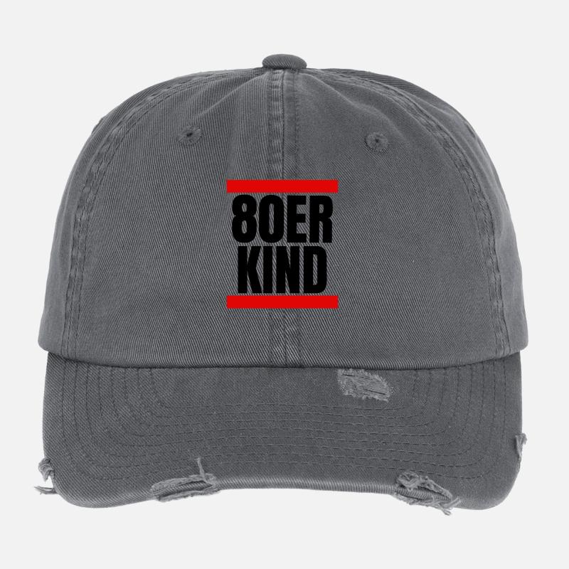 80er Kind - Flexfit Vintage Destroyed Cap - Dunkelgrau