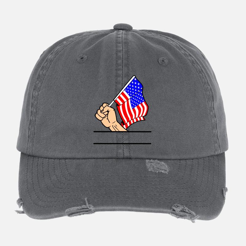 Espace de texte du poing du drapeau des États-Unis Casquette vintage effet usé Flexfit