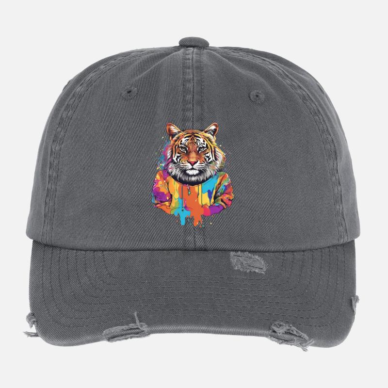 Conception vibrante du sweat à capuche Tiger Casquette vintage effet usé Flexfit