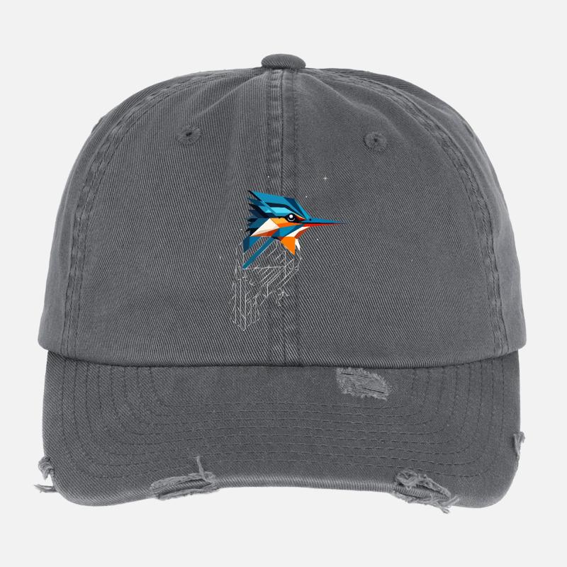 Geometrischer Eisvogel – Moderne Naturkunst Flexfit Vintage Destroyed Cap