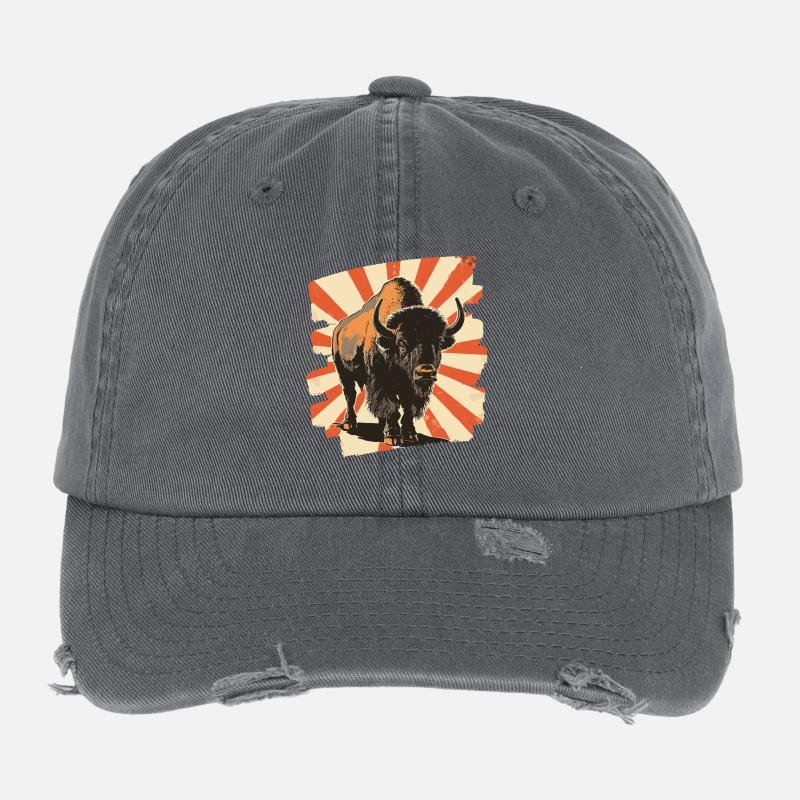 Bison Retro Flexfit Vintage Destroyed Cap