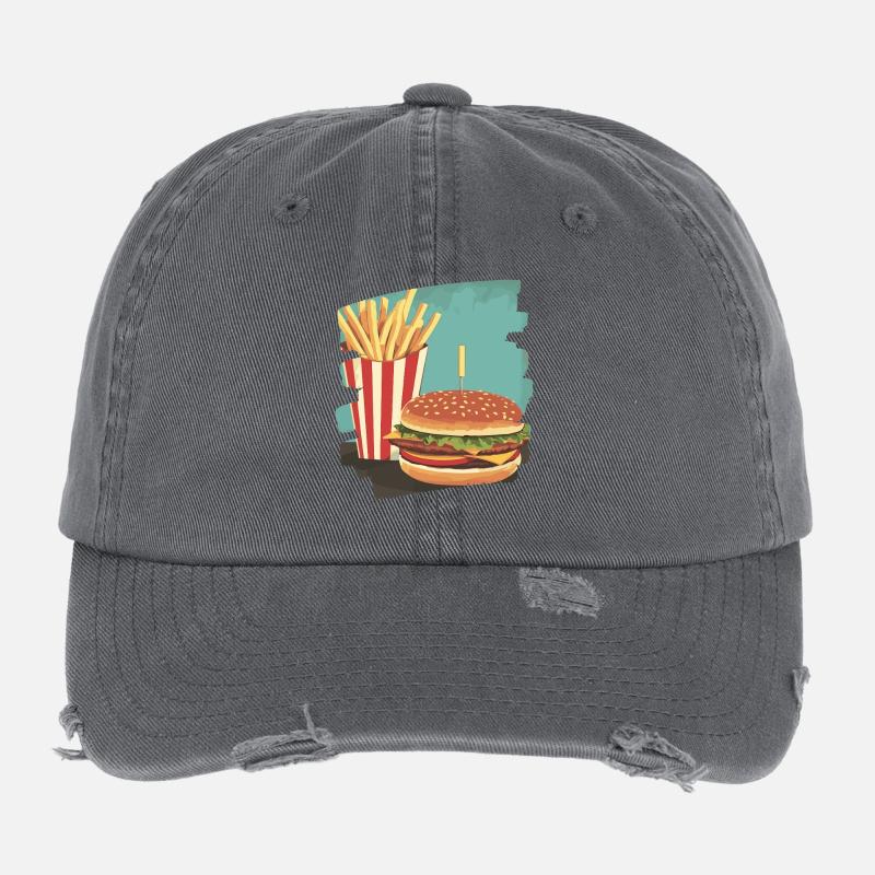 Burger und Fritten Retro Flexfit Vintage Destroyed Cap