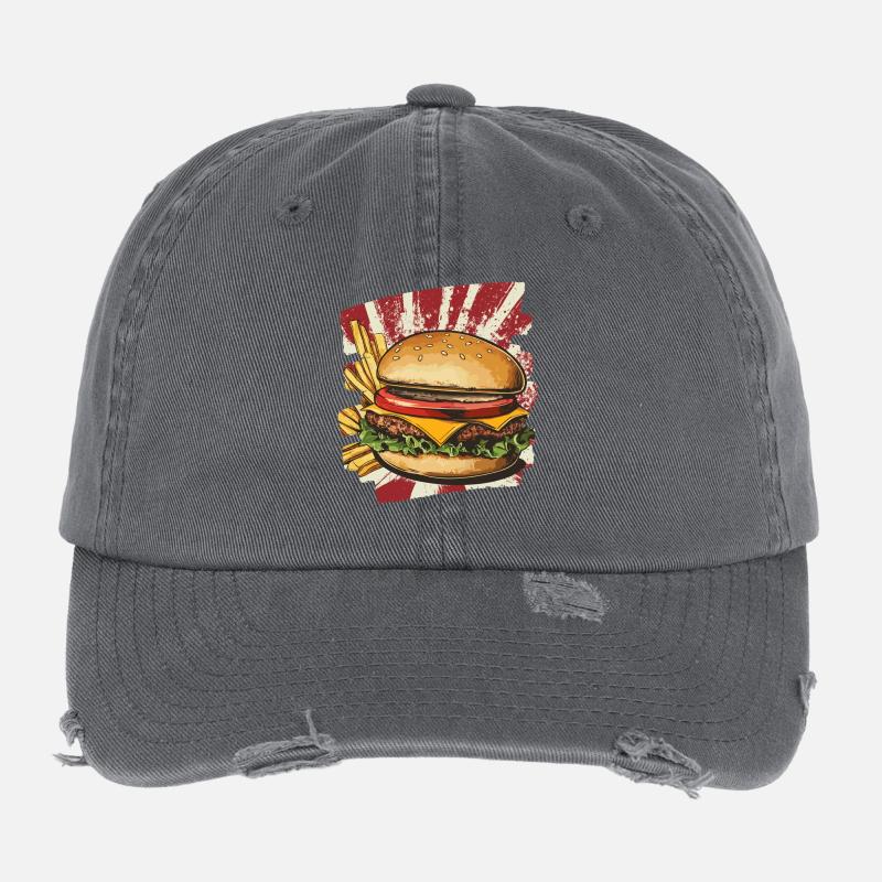 Burger und Fritten Retro Flexfit Vintage Destroyed Cap