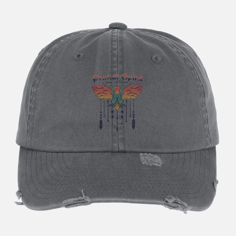Primal Spirit Boho Eagle Bird Bohemian Freedom Flexfit Vintage Destroyed Cap