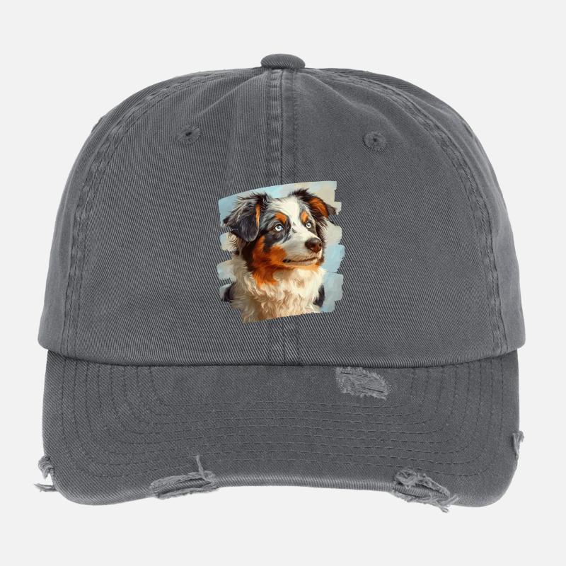 Australian Shepherd - Flexfit Vintage Destroyed Cap - Dunkelgrau