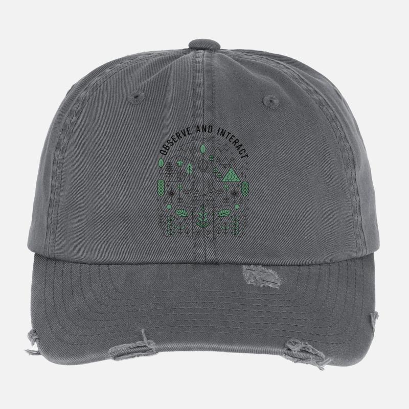 Observe and Interact - Mindful Nature Design Flexfit Vintage Destroyed Cap