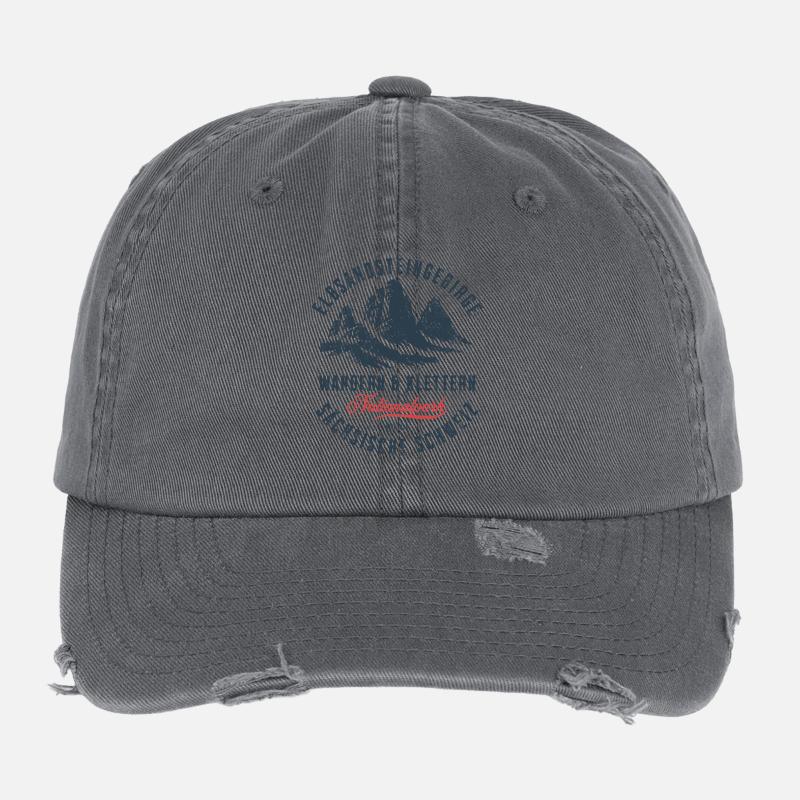 Montagnes de grès de l’Elbe Randonnée et escalade Design Casquette vintage effet usé Flexfit