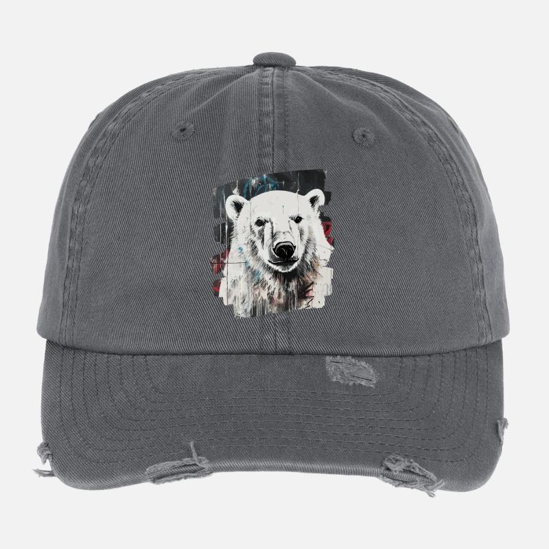 Ours blanc Casquette vintage effet usé Flexfit