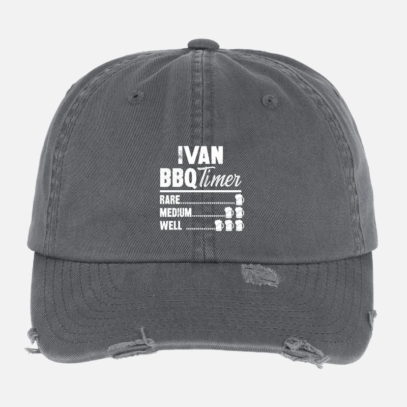 ivan bbq timer- Grill Gifts Beer Tshirt Flexfit Vintage Destroyed Cap