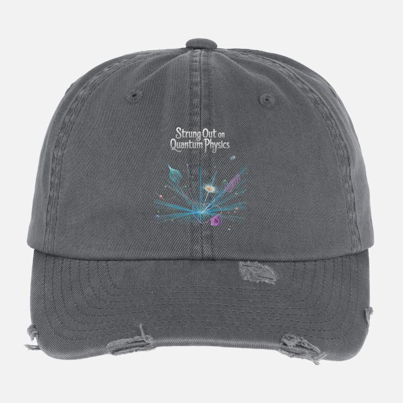 Strung Out on Quantum Physics Design Flexfit Vintage Destroyed Cap