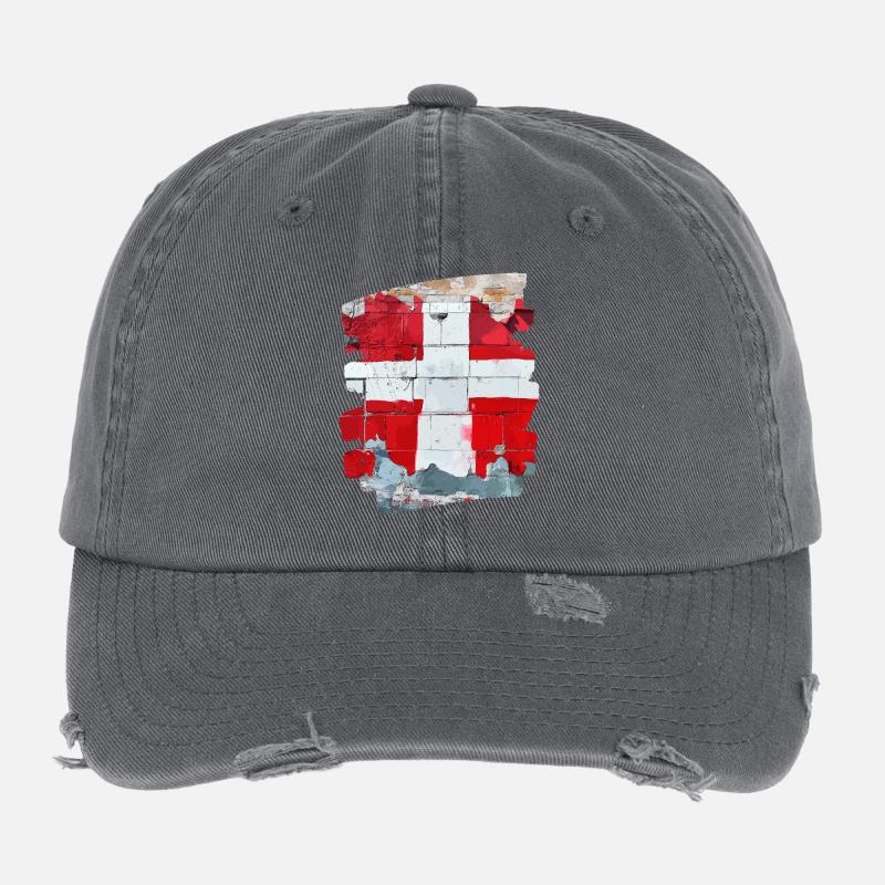 Drapeau du Danemark Dannebrog Casquette vintage effet usé Flexfit