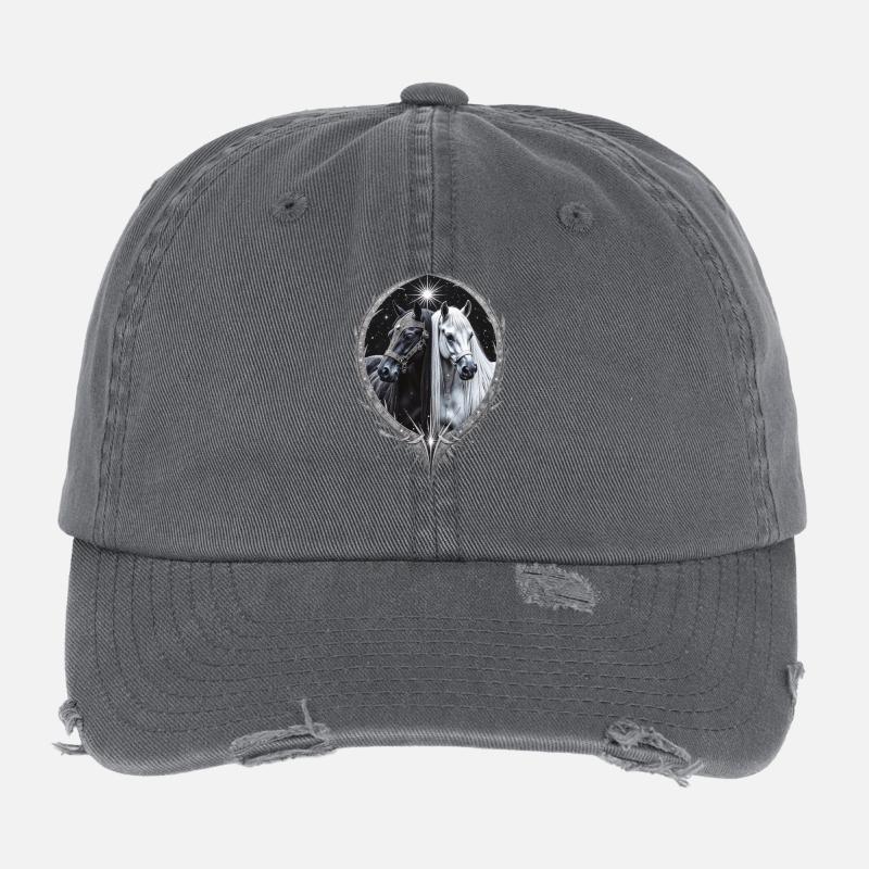 Zwei Pferde, Freunde fürs Leben, Geschenk Flexfit Vintage Destroyed Cap