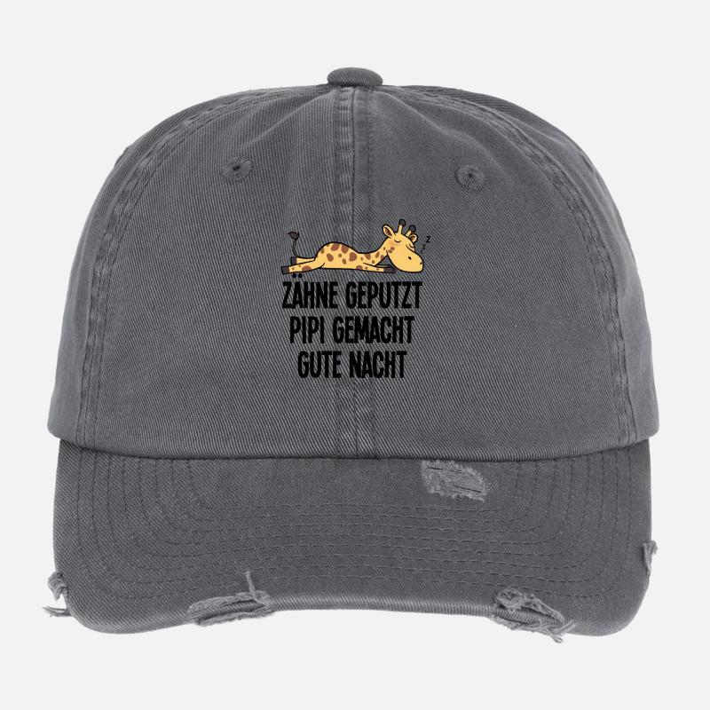 Humorous Sleep Giraffe Teeth Brushed Gift Flexfit Vintage Destroyed Cap