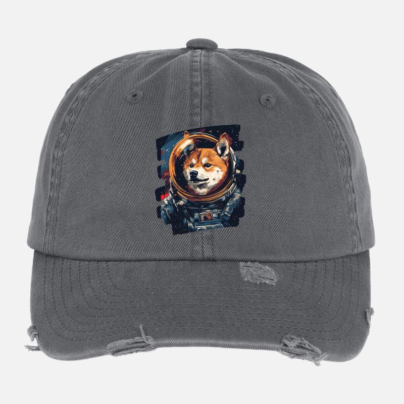 Shiba Astronaut Flexfit Vintage Destroyed Cap