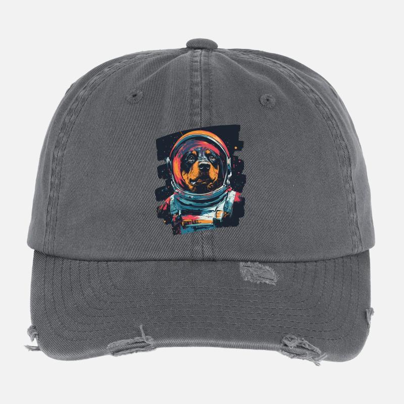 Rottweiler Astronaut Flexfit Vintage Destroyed Cap