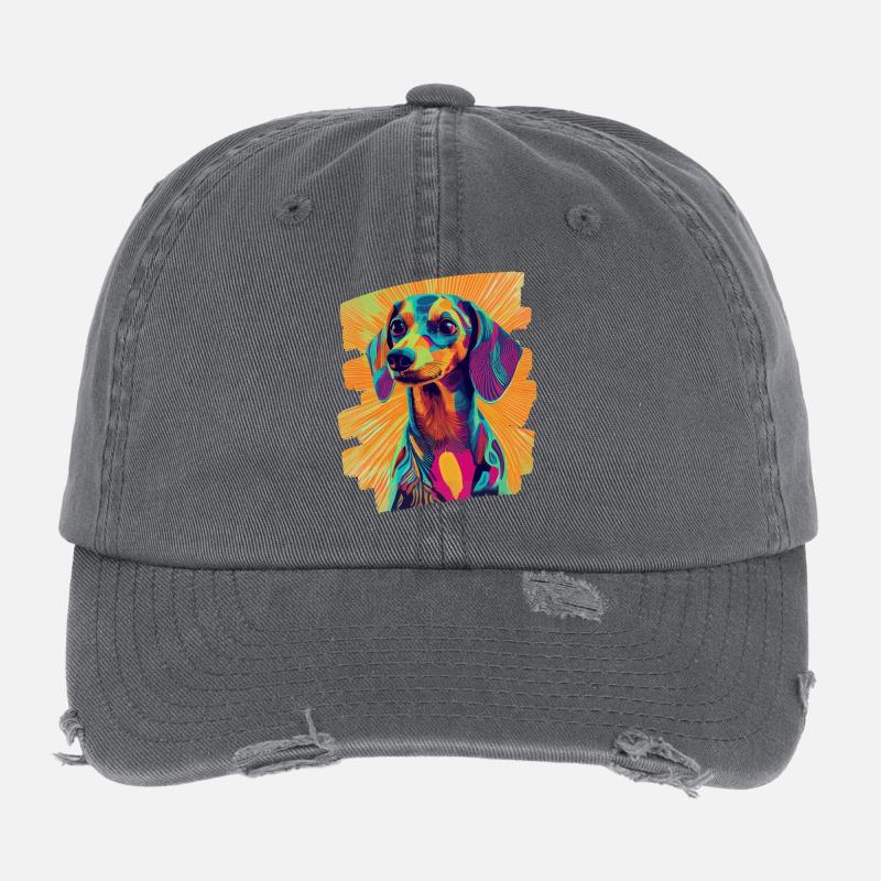 Teckel Dackel Casquette vintage effet usé Flexfit