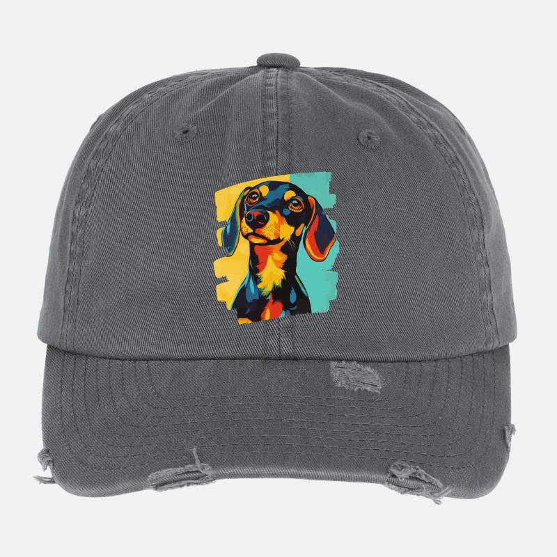 Dackel Dachshund Flexfit Vintage Destroyed Cap