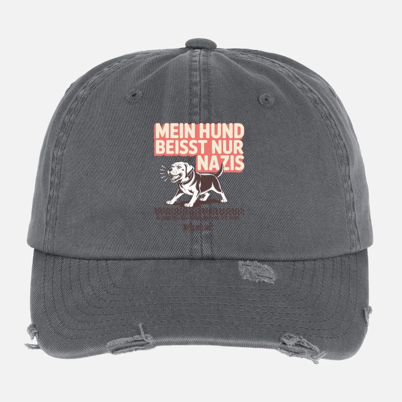 Mein Labrador beisst nur Nazis Flexfit Vintage Destroyed Cap