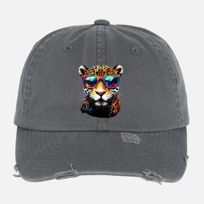 Jaguar Grand Chat Panthère Chat Sauvage Mignon Jaguar Casquette vintage effet usé Flexfit