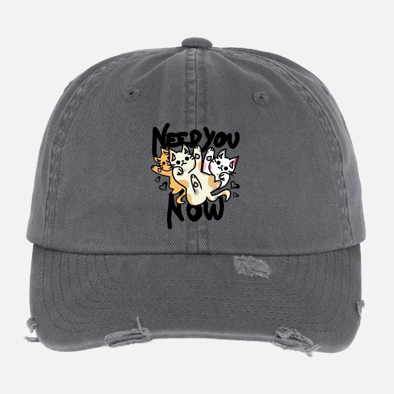 Katzen spruch mit herzen Flexfit Vintage Destroyed Cap