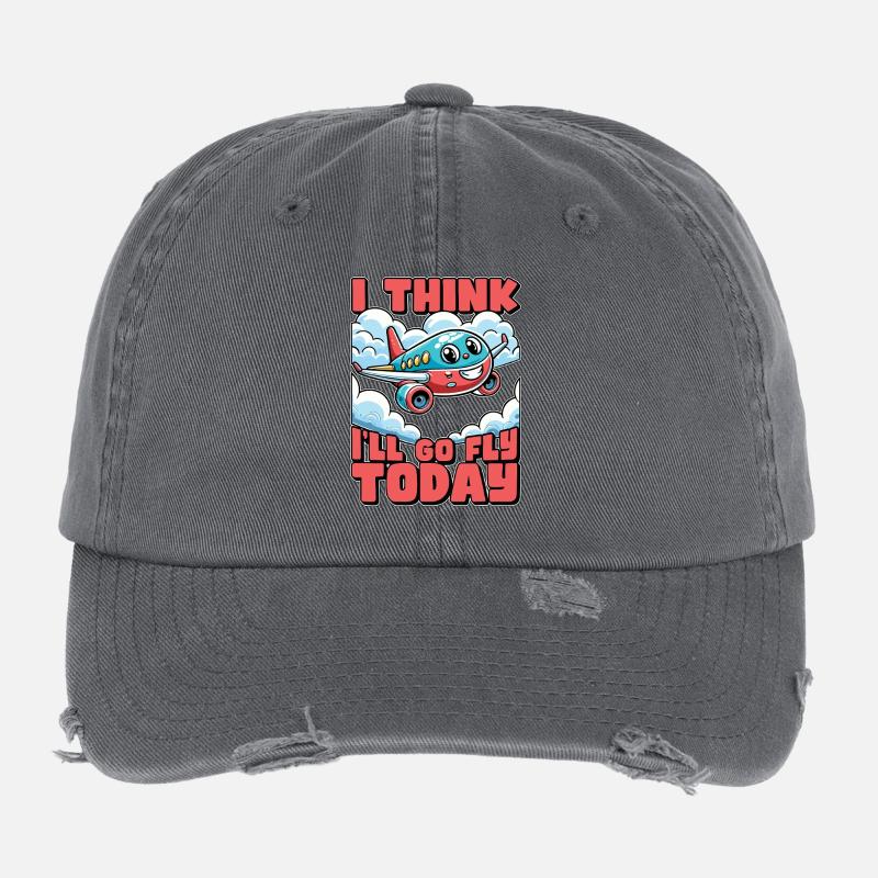Flight Instructor I Think I'll Go Fly Aviation Flexfit Vintage Destroyed Cap