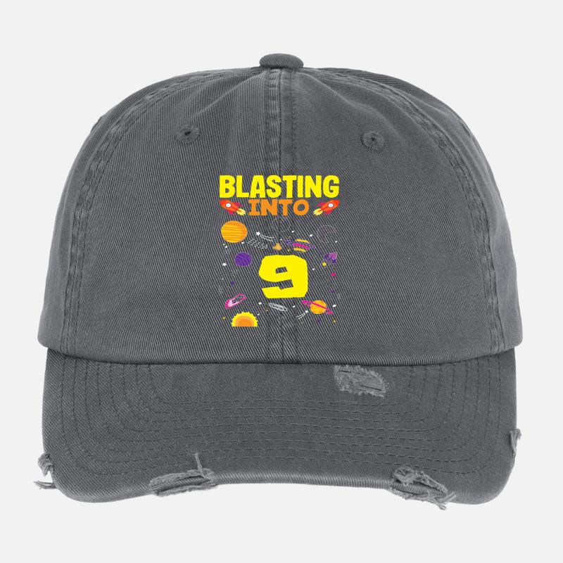 Rocket launch into the ninth year Flexfit Vintage Destroyed Cap