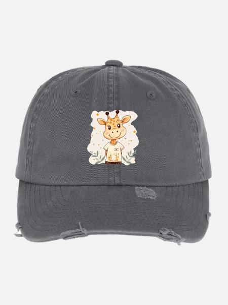 Giraffe for children - Flexfit Vintage Destroyed Cap - dark grey - Front