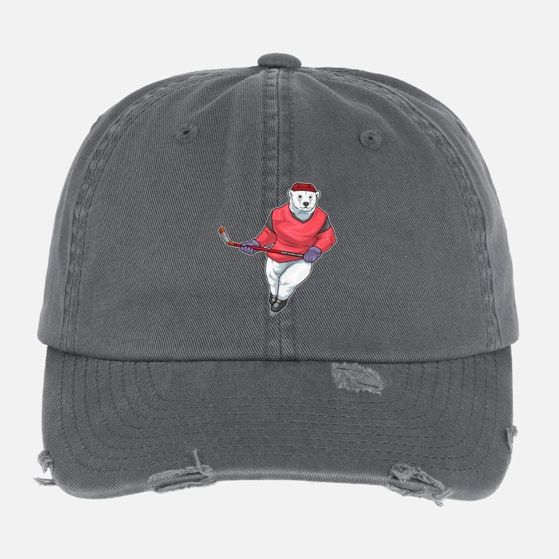 Polar Bear Bâtons de hockey sur glace Casquette vintage effet usé Flexfit