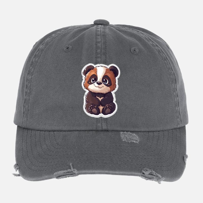 Ours panda mignon Casquette vintage effet usé Flexfit