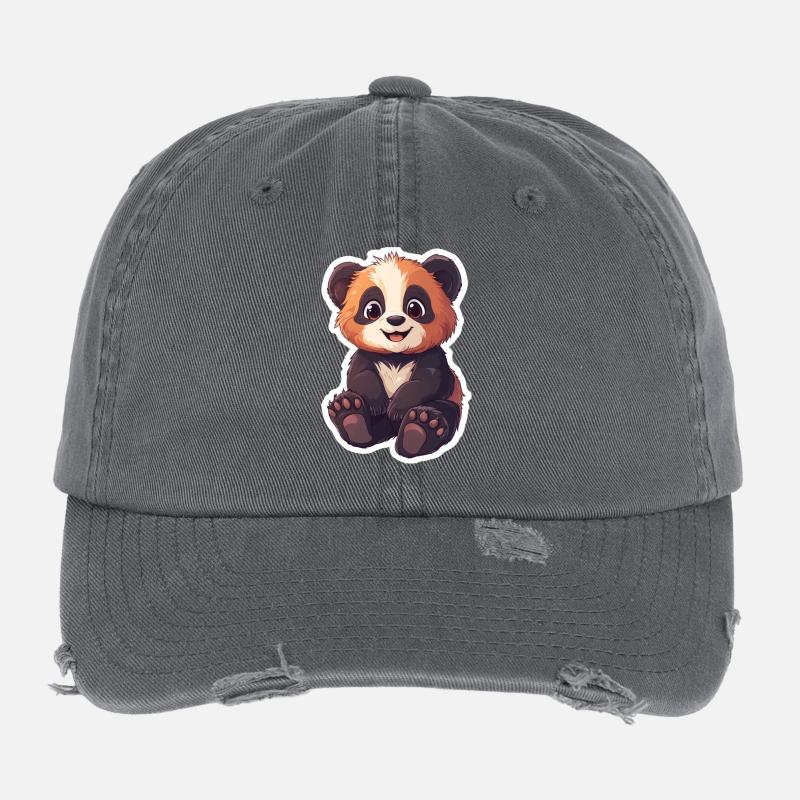 Cute Panda Bear Flexfit Vintage Destroyed Cap
