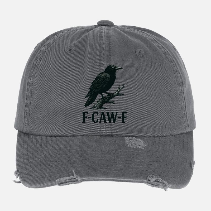 Sarkastischer Rabe – F-CAW-F Statement Art Flexfit Vintage Destroyed Cap