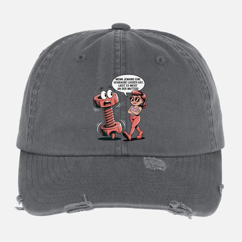 Wenn jemand eine Schraube locker hat Mutter Spruch Flexfit Vintage Destroyed Cap