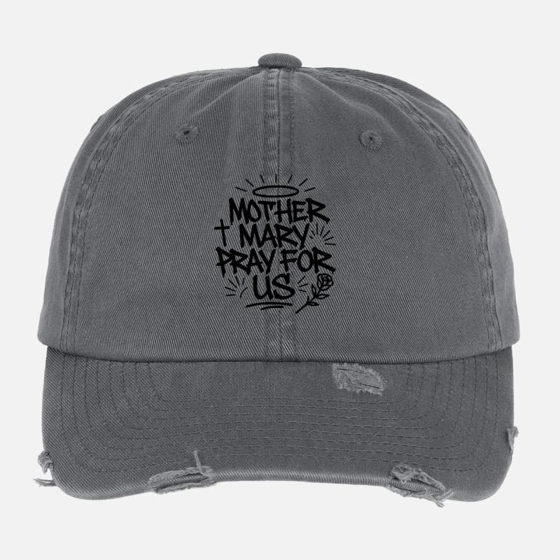 Graffiti de Mère Marie – Design urbain sacré Casquette vintage effet usé Flexfit