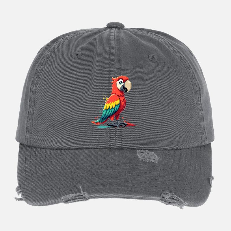 Lebendiger Papageien-Print Flexfit Vintage Destroyed Cap