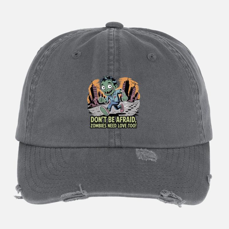 Zombie Love Run Print Flexfit Vintage Destroyed Cap