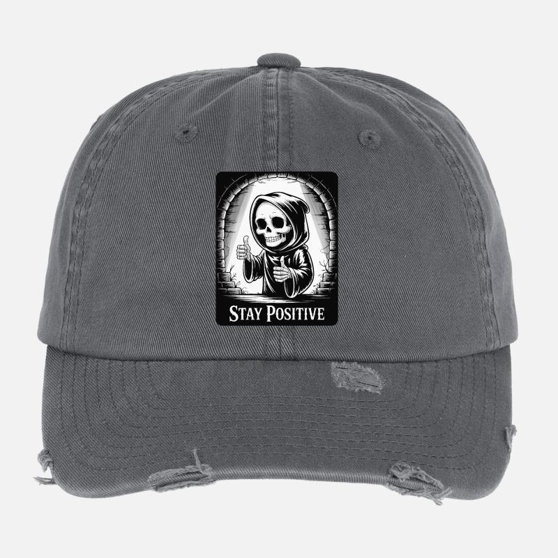 Restez positif – Grim Reaper Skeleton Design Humour Casquette vintage effet usé Flexfit
