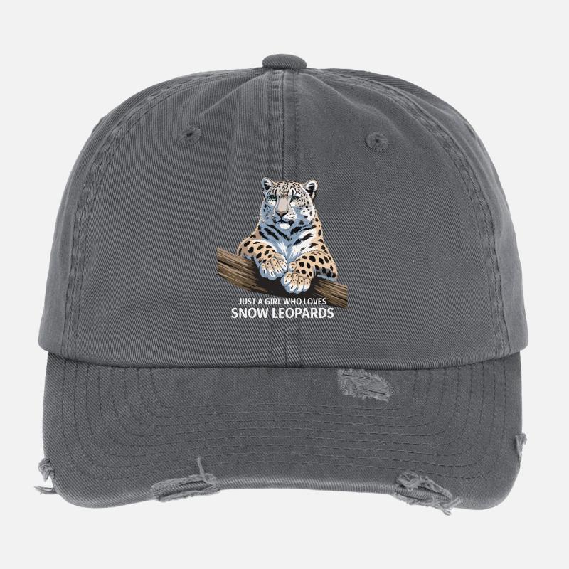 Léopard de neige de glace avec un regard affectueux Casquette vintage effet usé Flexfit