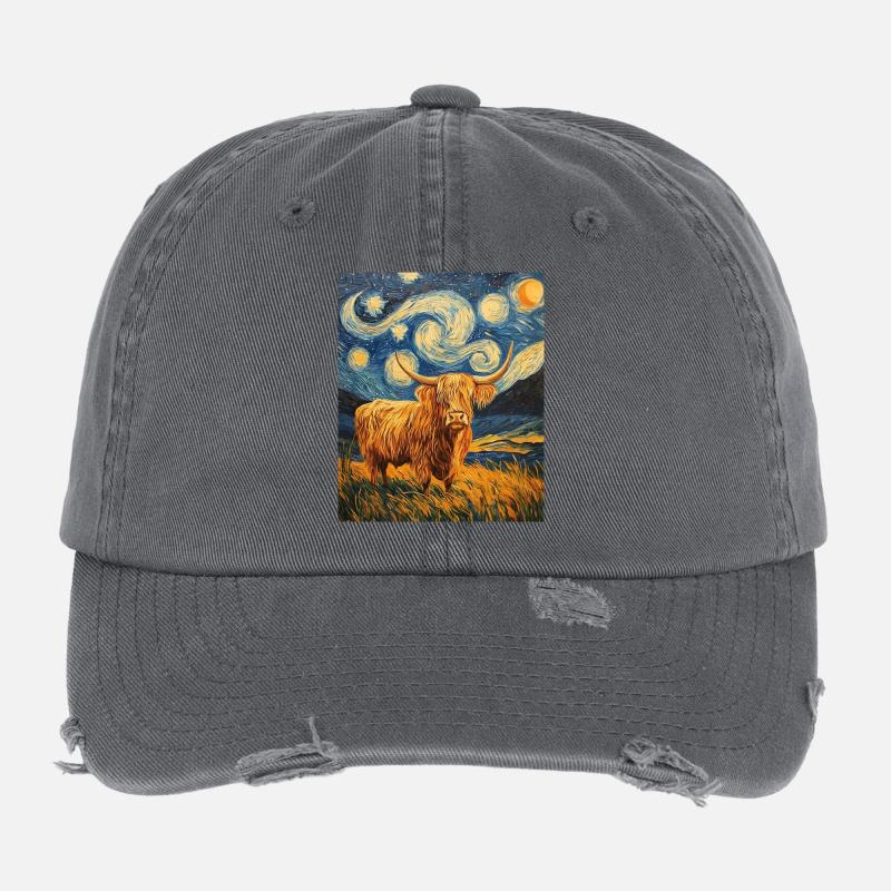 Highland Cow Flexfit Vintage Destroyed Cap