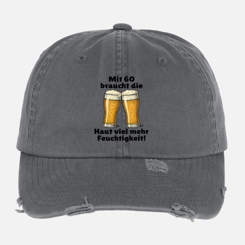 Men's 60th birthday beer saying Flexfit Vintage Destroyed Cap