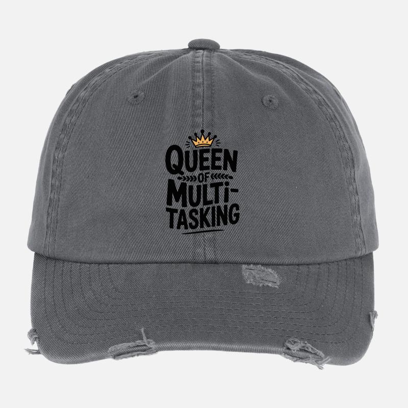 Queen of Multitasking Flexfit Vintage Destroyed Cap