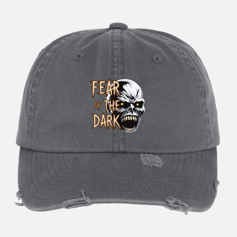 Angst vor dem dunklen Horror-Totenkopf-Design Flexfit Vintage Destroyed Cap