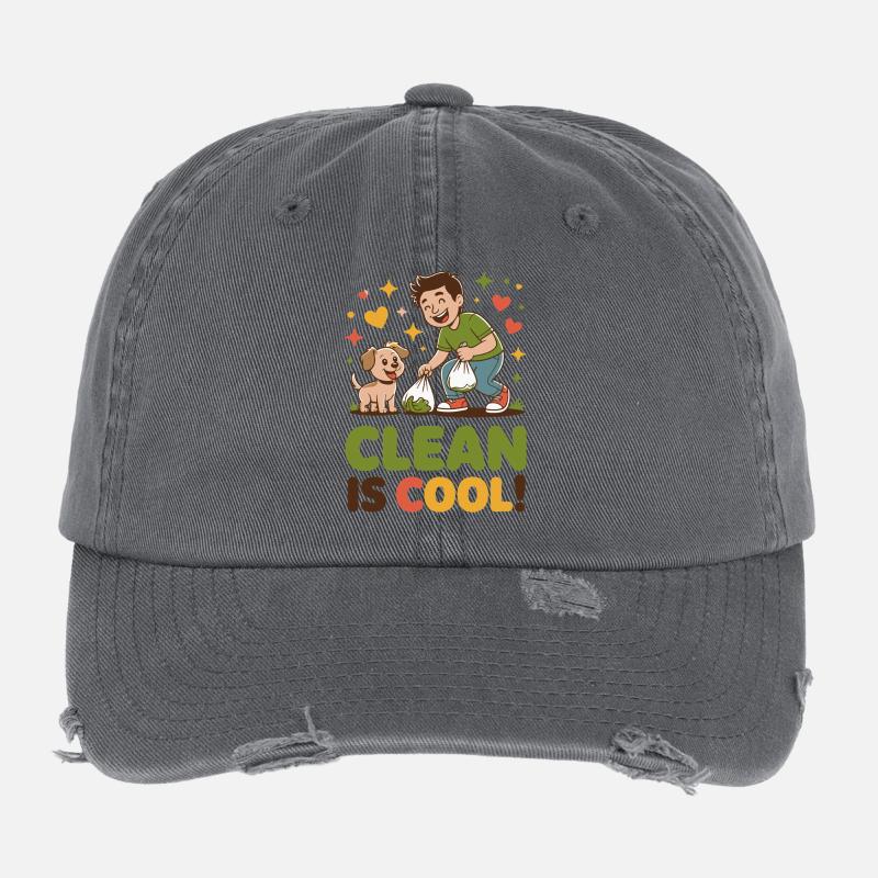 Bright Eco-Friendly Clean Up Design Flexfit Vintage Destroyed Cap